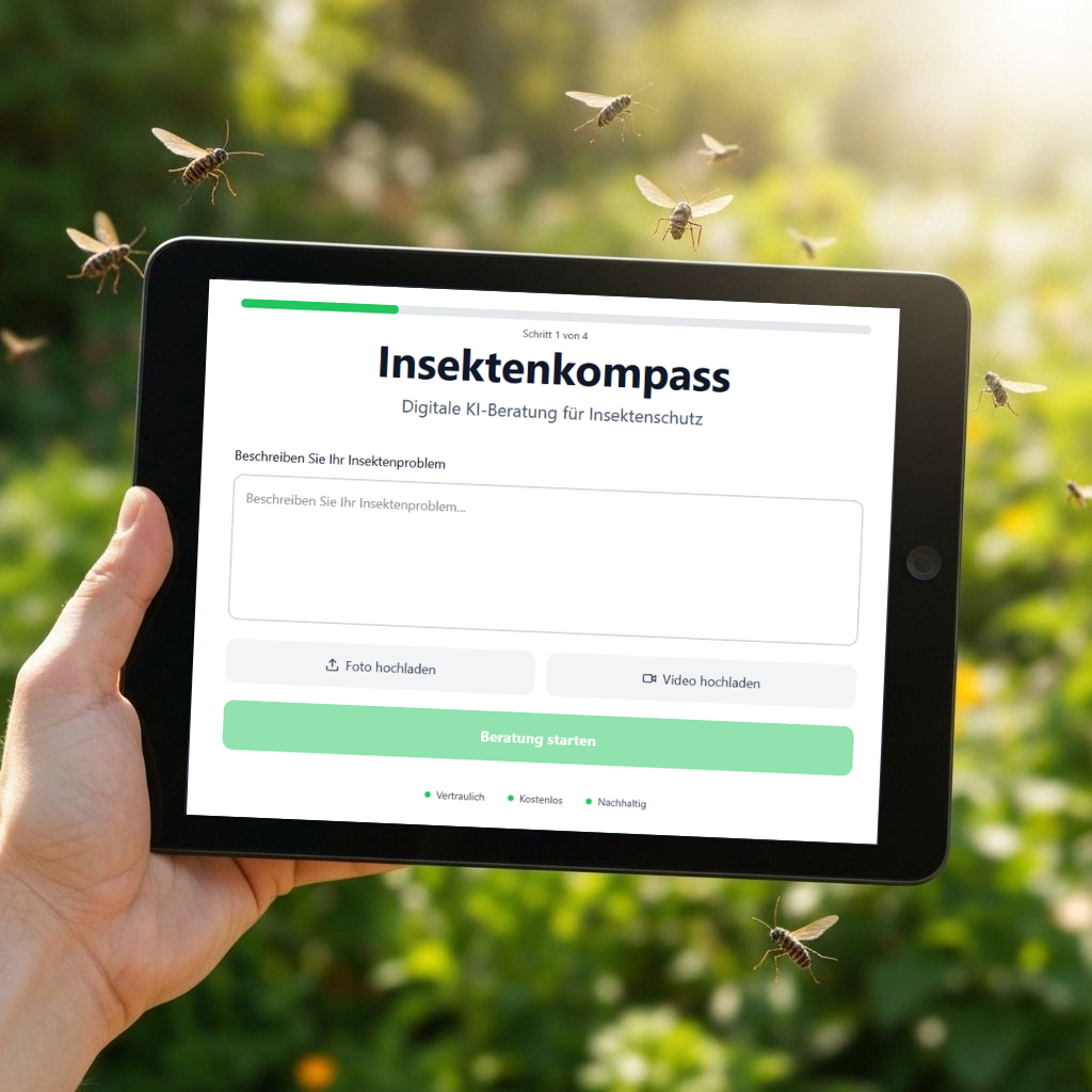 Insektenkompass App Interface auf Tablet