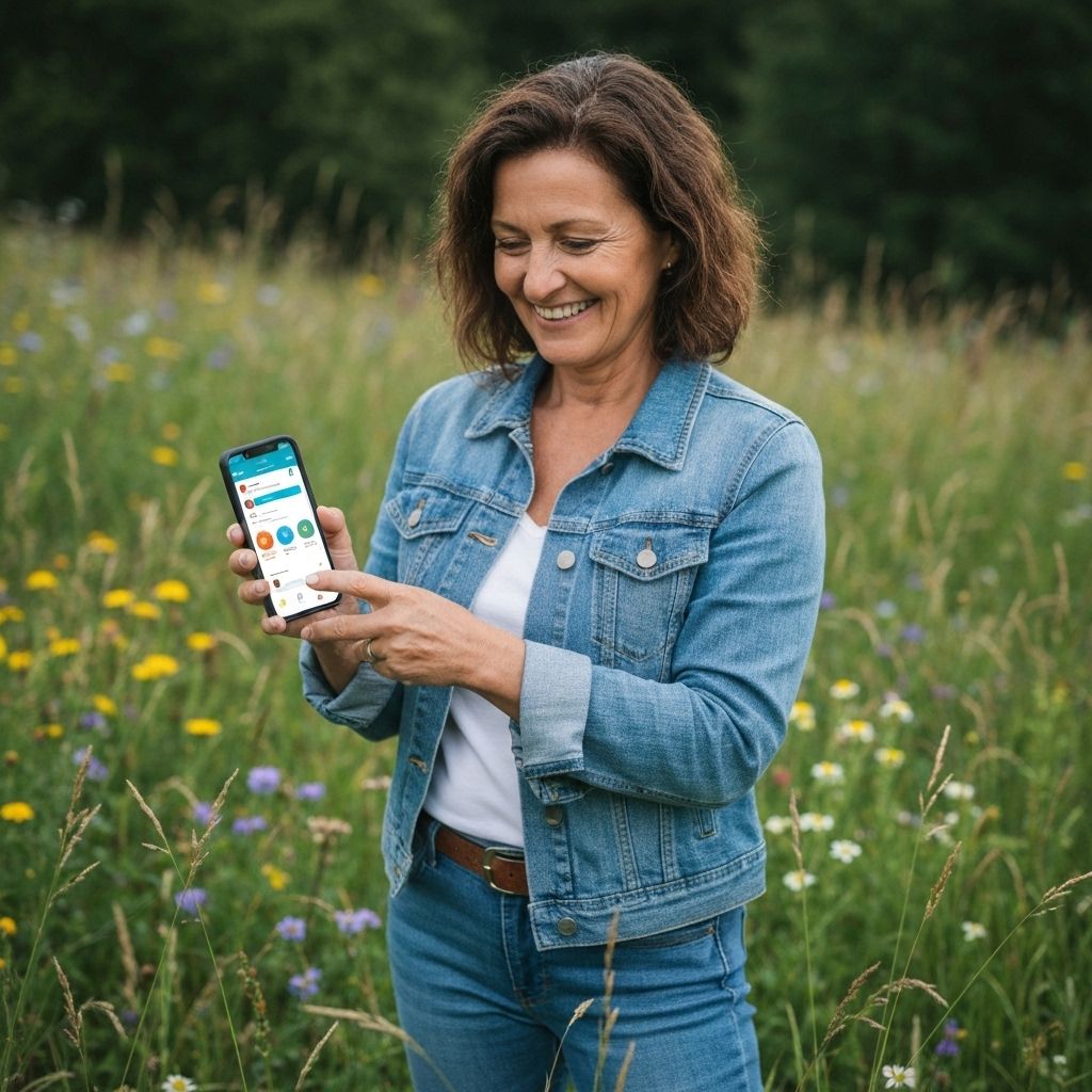 Person mit Smartphone in der Natur